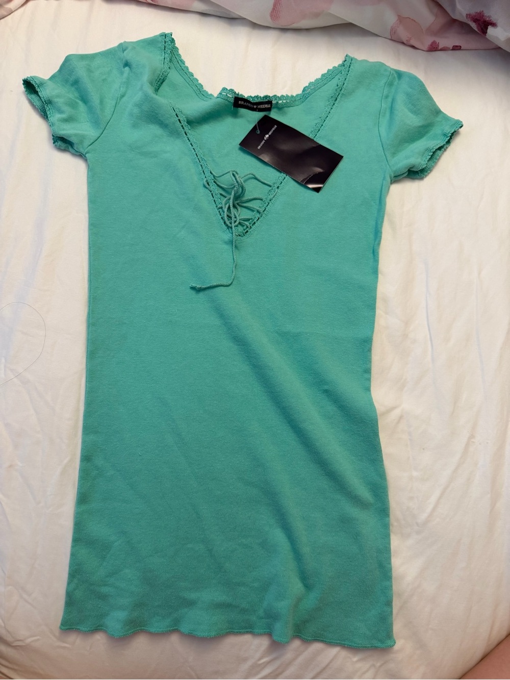 Brandy Melville Teal Talia V Neck Top